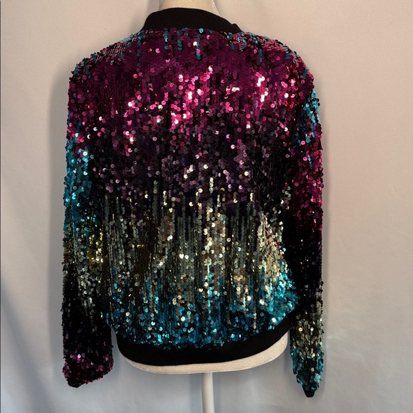 ❤️3/$30 Touch Me Sequin Bomber Jacket - Multicolor - Picture 4 of 11